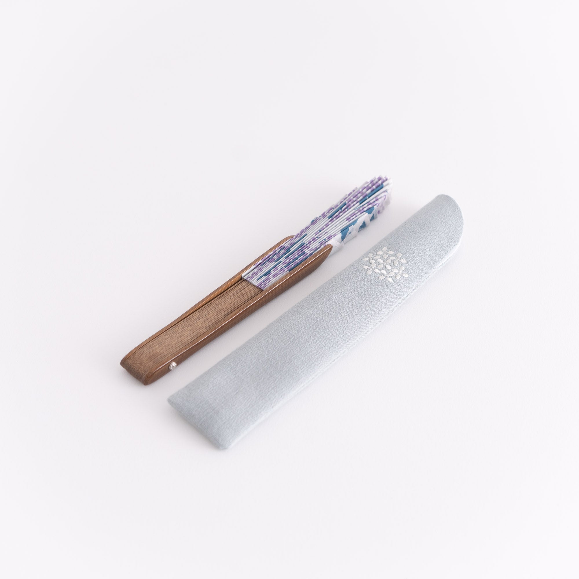 万月扇子セット 雨紫陽花